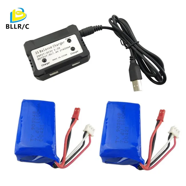 7.4V 1100mAh Lithium Battery For WLtoys A949 A959 A969 A979 S989 V912 T23 T55 F45 With Charger