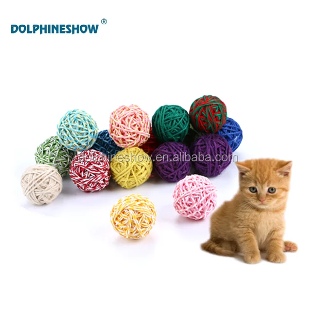 Multicolor Pet toy balls knitting wool ball with bell inside for cats and dogs