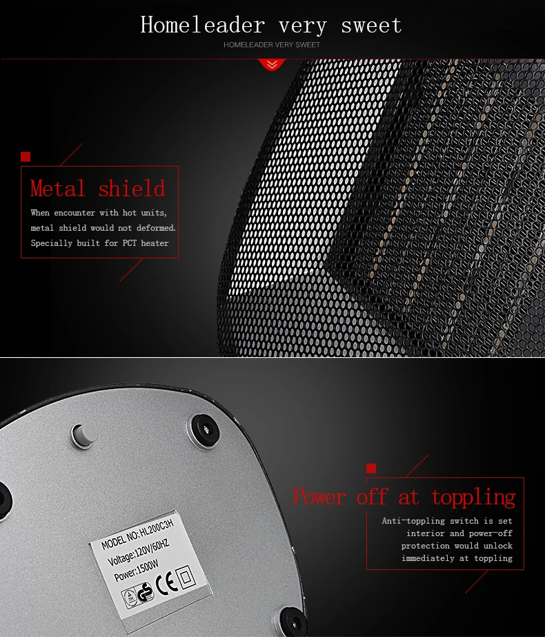 
750W/1500 Portable Electric Ceramic Space PTC Heater 