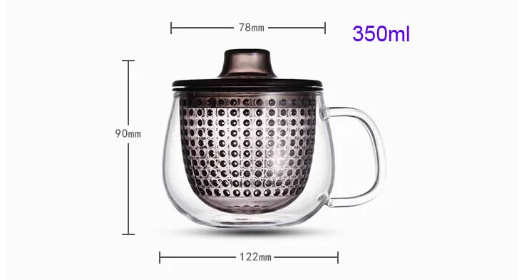 2019 new clear glass tea cup with plastic color infuser
