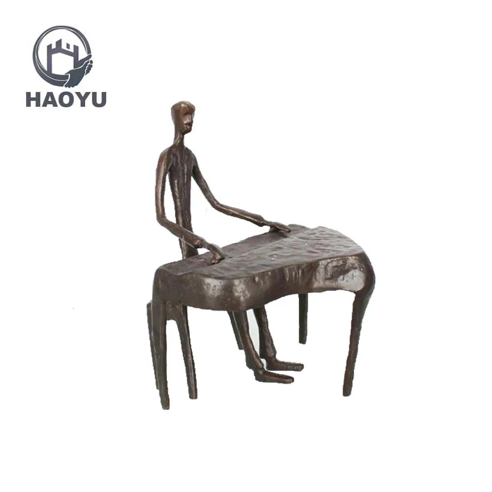 famous bronze musician statues  playing piano theme vintage cast metal sculptures