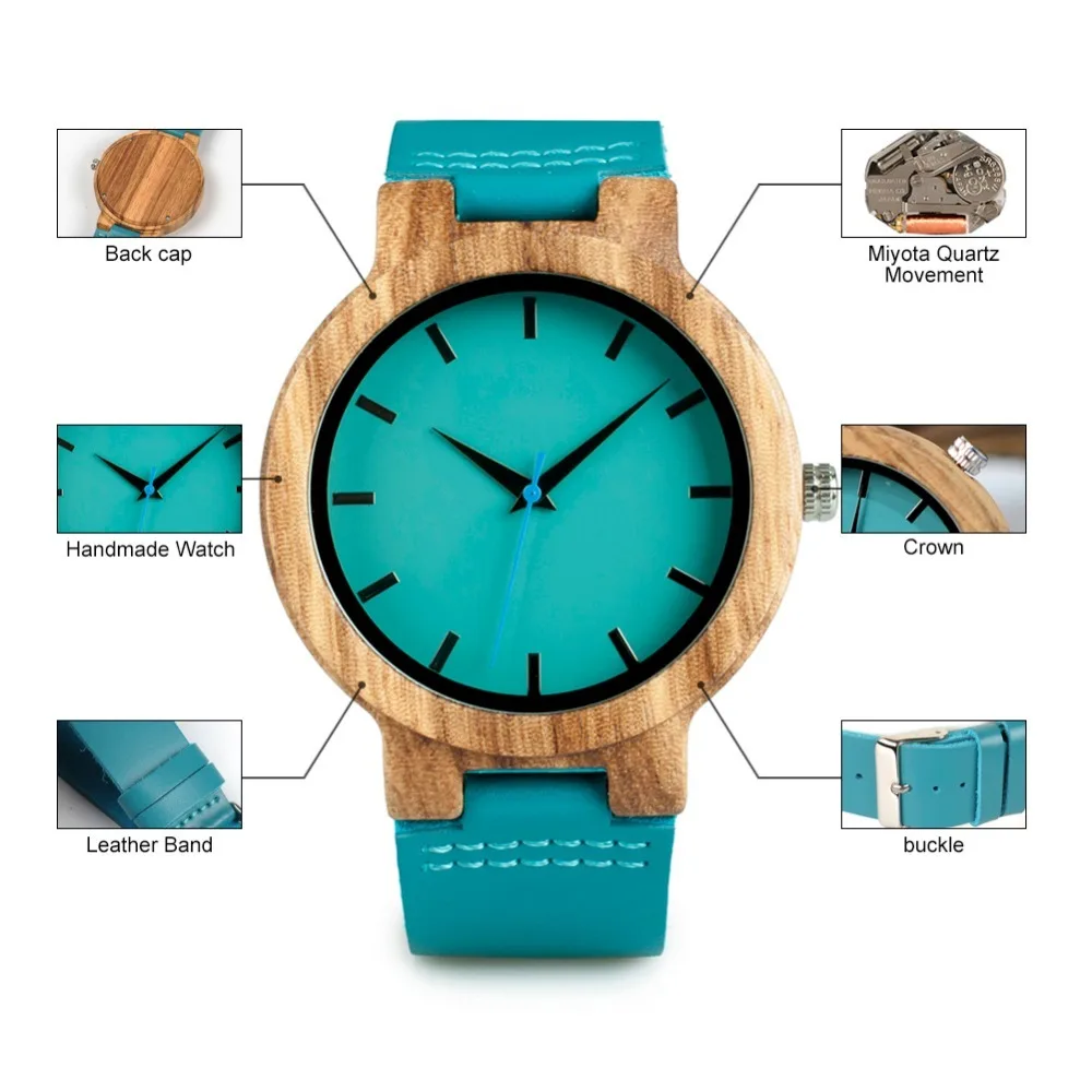 BOBO BIRD Top Brand Wrist Watches Men and Women Zebra Wood Blue Dial Fashion Trend Design Quartz Bamboo Wood Casual Watch