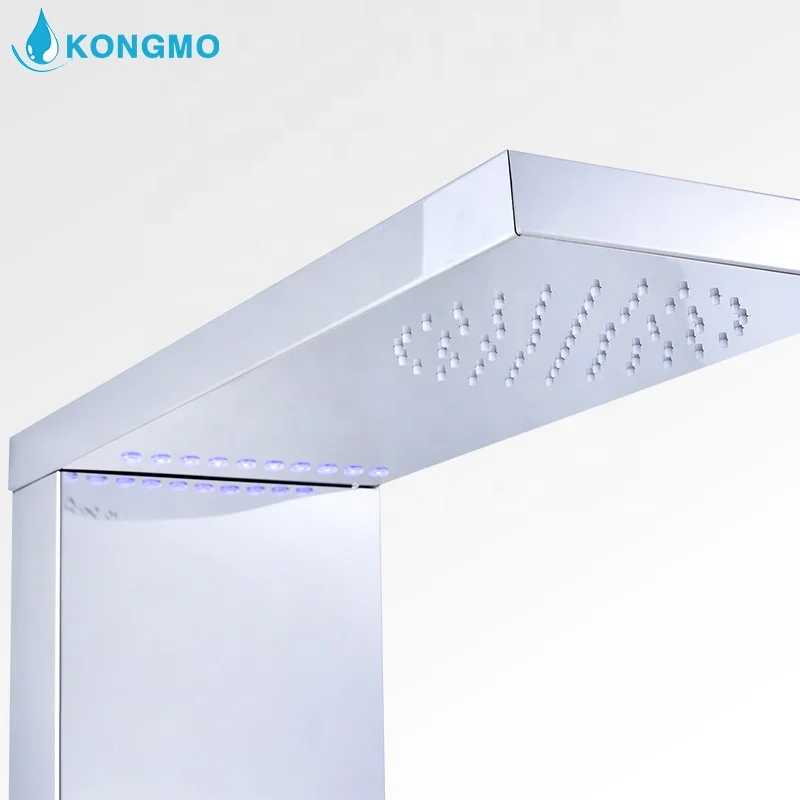 Classic design bathroom massage shower panel with led light overhead and faucets