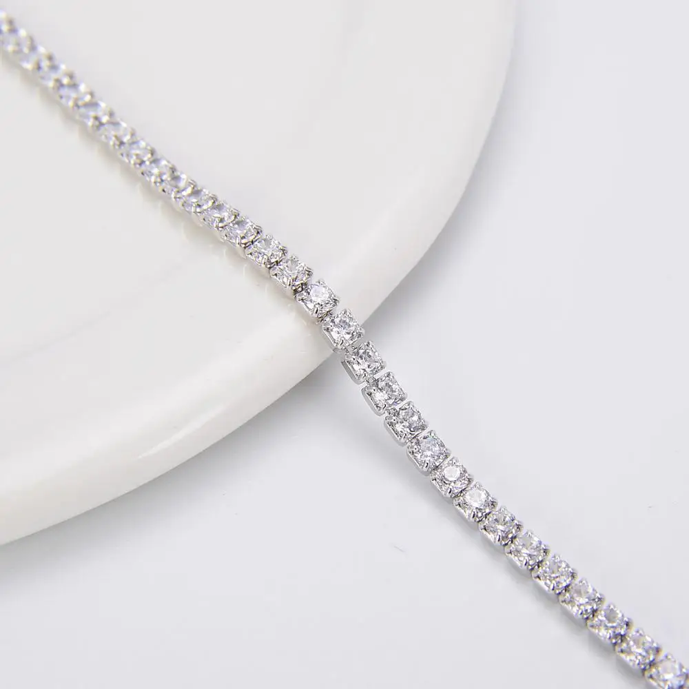 ZHILIAN Bracelet Accessories Micro-inlaid Cubic Zirconia 925 Sterling Silver Diamond Tennis Bracelet