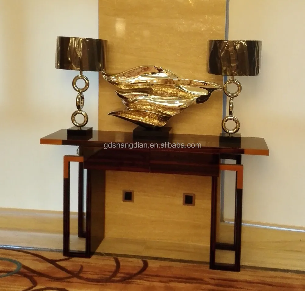 
Hotel lobby furniture luxury wooden tall wall corner table console 