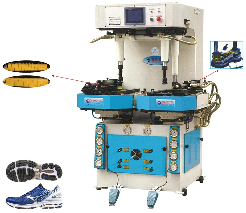 Bottom Floating Double Head High Speed Oil Hydraulic Pressing Machine Shoe Sole Pressing Machine