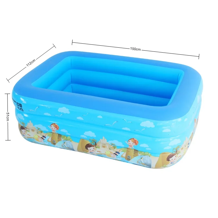 Blow Up Rectangular Kiddie Pool Small Inflatable Swimming Pool for Kids