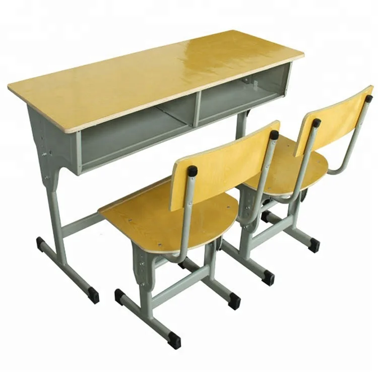 School Student Desk and Chair Fixed Child Bed Room Furniture Set Environmental Wooden Study Table Chair Designs