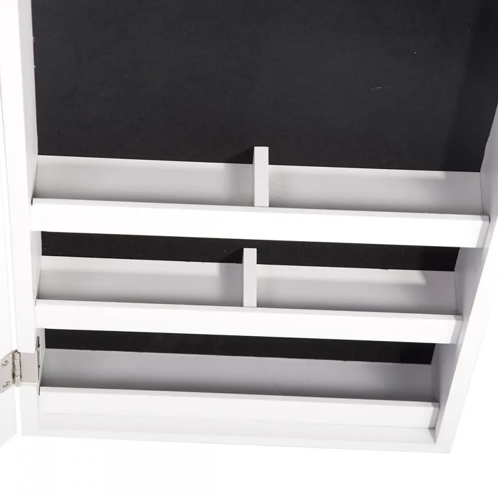 Wooden Wall Mount Cabinet with Lock Jewelry Storage Cabinet with Dressing Mirror