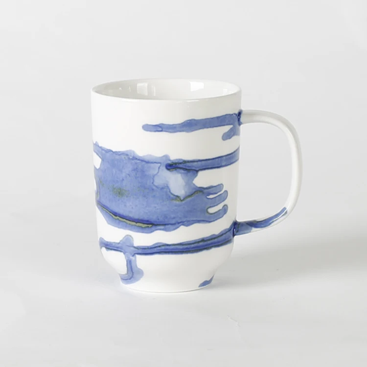 Reactive glazed artistic design unique ceramic latte coffee tea cup and saucer for hotel