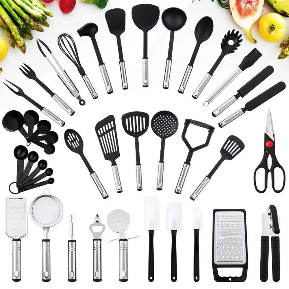 
Amazon nylon 42 pc stainless steel nonstick kitchen utensil set 