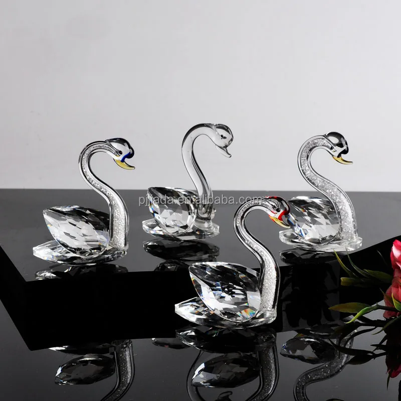 Crystal Glass  Animal Swan Figurines Craft Ornament K9 Clear Crystal Swan For Wedding Decoration