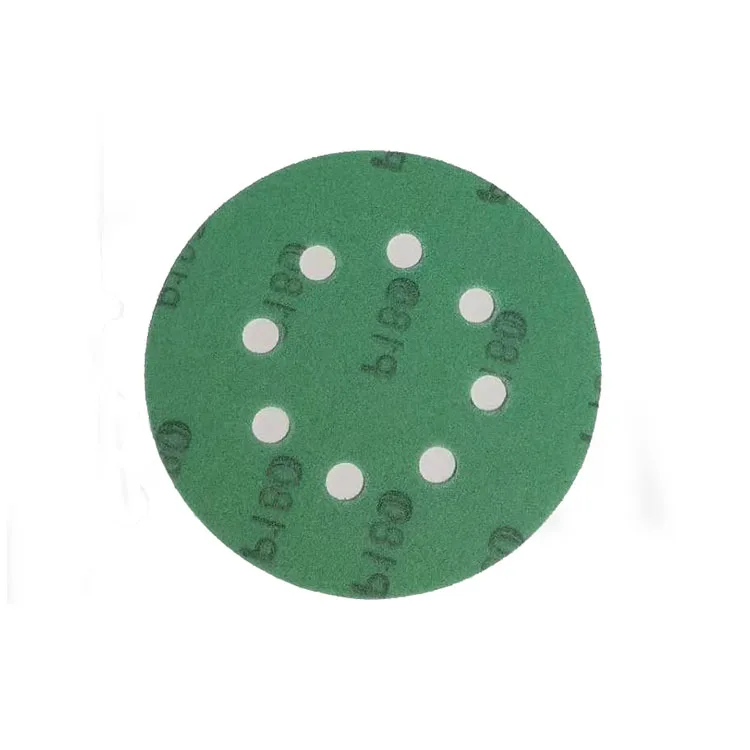 125mm 5inch 8 holes Green Color Polyester Film Base Sanding Disc Sand Paper for Automotive industry