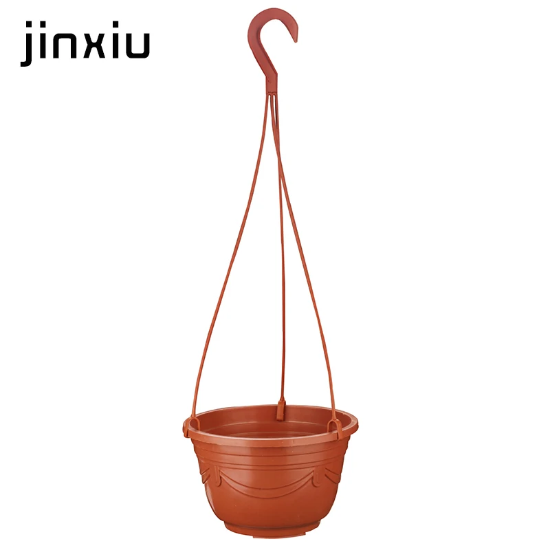 
plastic hanging garden pots with metal chain hanger 
