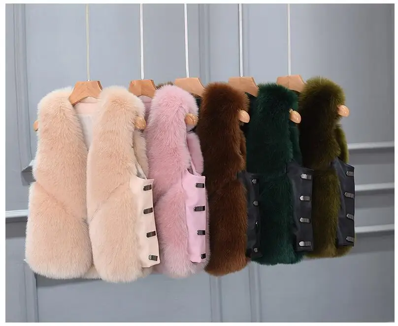 
STABILE Women Fashion Sleeveless Faux Fur Coat Autumn Winter Warm Fake Faux Fur Short Vest with metal fastener For Lady 