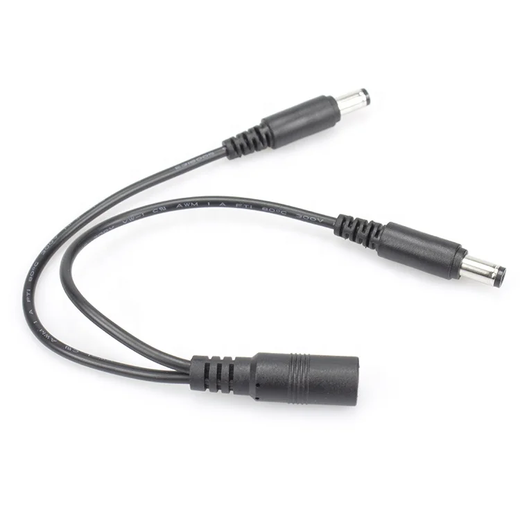 DC Y splitter Adapter 5.5X2.1mm 1 to 2 Power cord female to male  2way customized