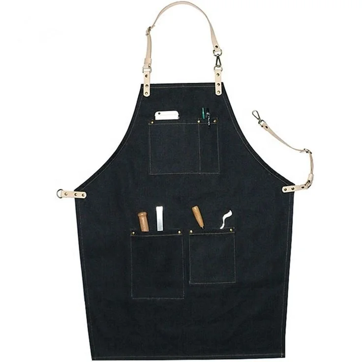 Korean style cross back apron waterproof apron with tool pockets apron for haircut