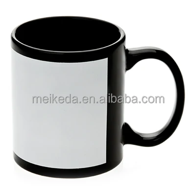 11oz Wholesale Sublimation Black Ceramic Mug with White Patch
