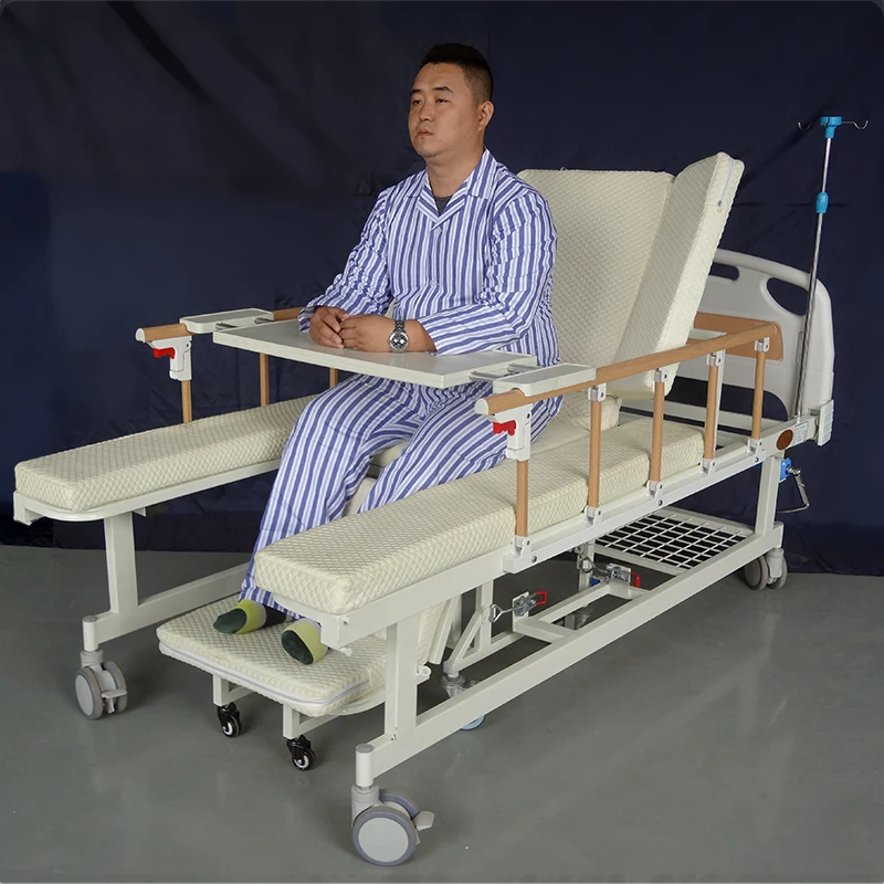 Medical equipment back adjustable manual wheel chair cum hospital bed