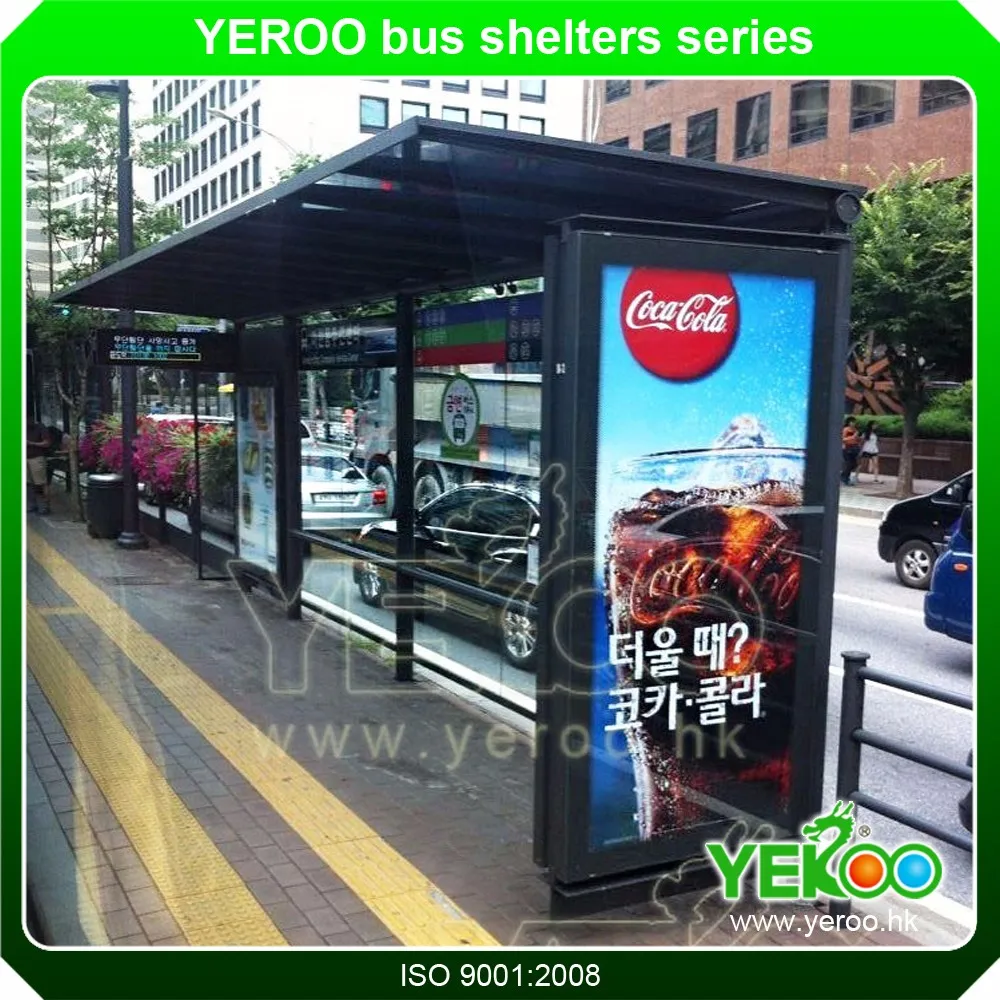 Metal Bus Stop China Big Outdoor Advertising Screen Bus Shelter With Light Box
