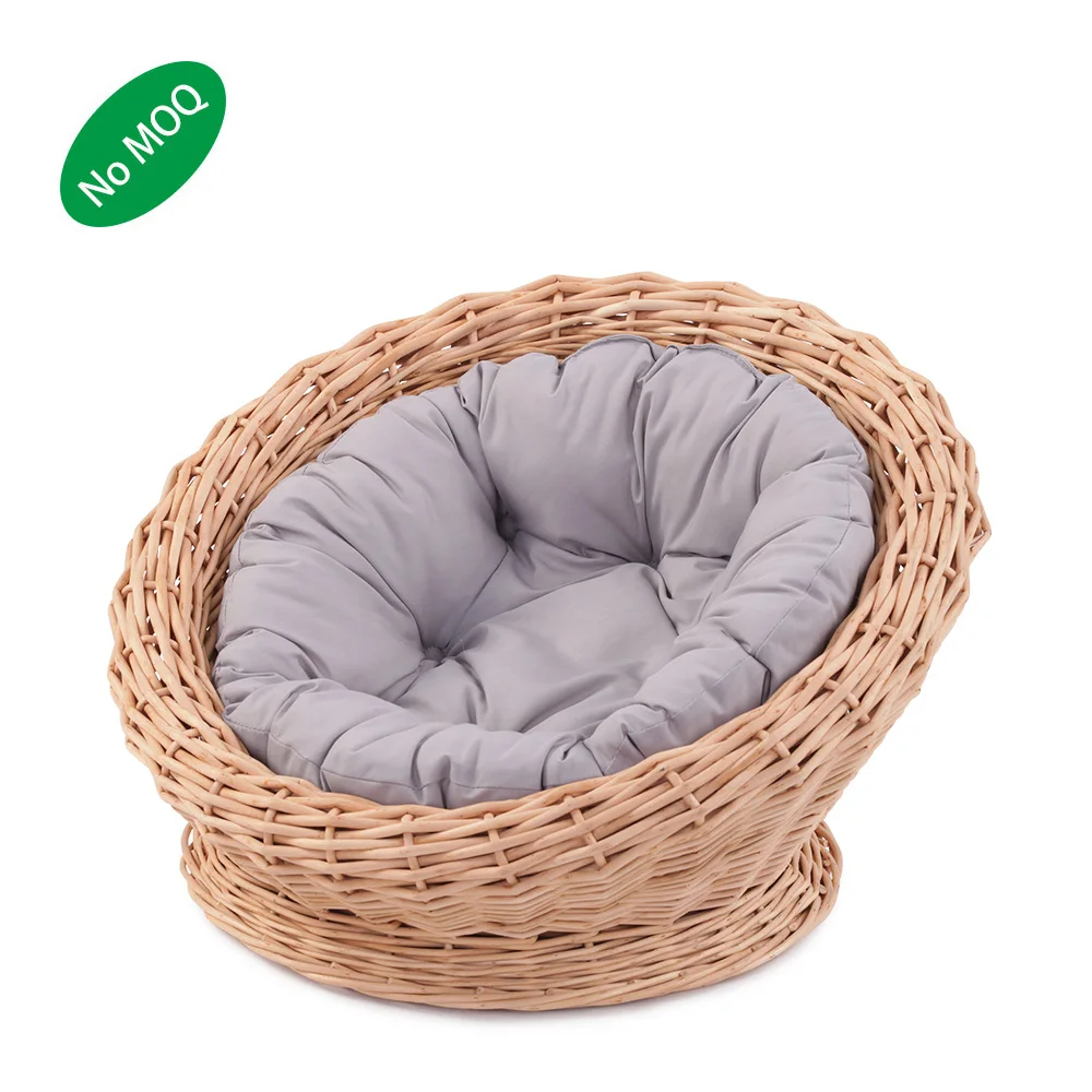 
Rattan Cat Bed Soft Shredded Foam Pet Bed House With Removable Washable Cover 