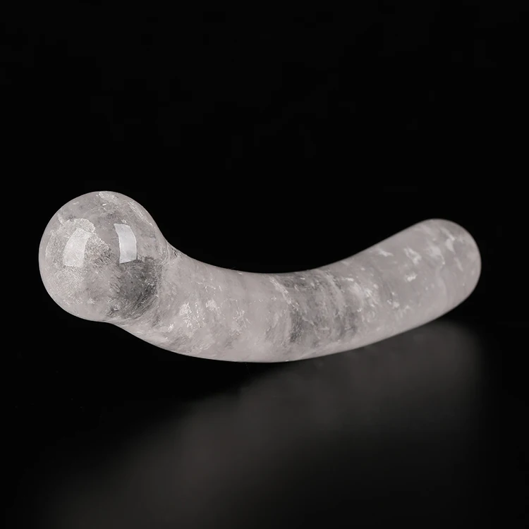 Natural clear quartz crystal dildo curved wands crystal massager for men Health Energy Massage Stick Artificial Penis For Sale