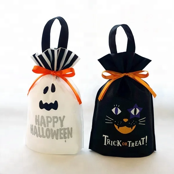 Сумка из нетканого материала с принтом на заказ, оптовая продажа, украшение для вечеринки на Хэллоуин, сумка для конфет