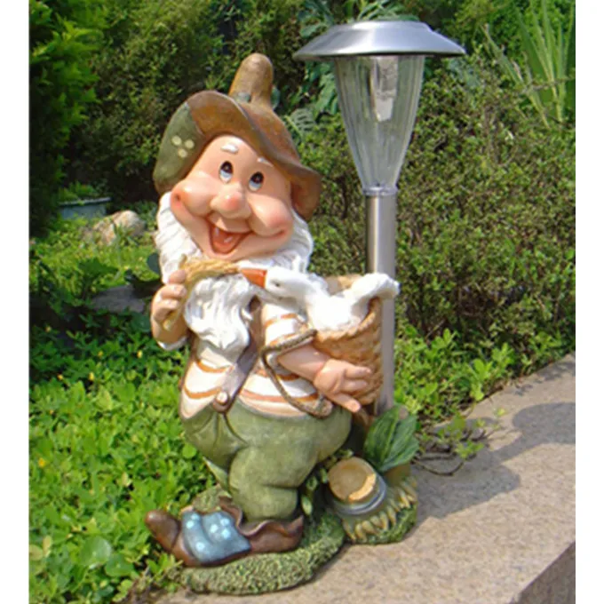 funny garden gnome with solar light