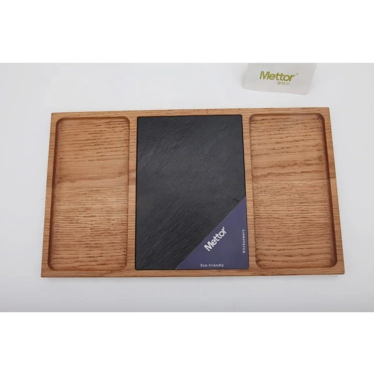 Oak wood slate serving tray wood serving tray with handles