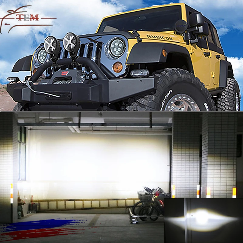 60W 6inch LED Work Light For Off Road Headlight 8000lm Spot light Daytime Light with White X Angle Eyes