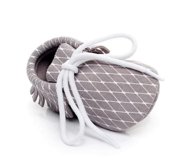 Pattern printed genuine leather half hard sole baby moccasins shoes