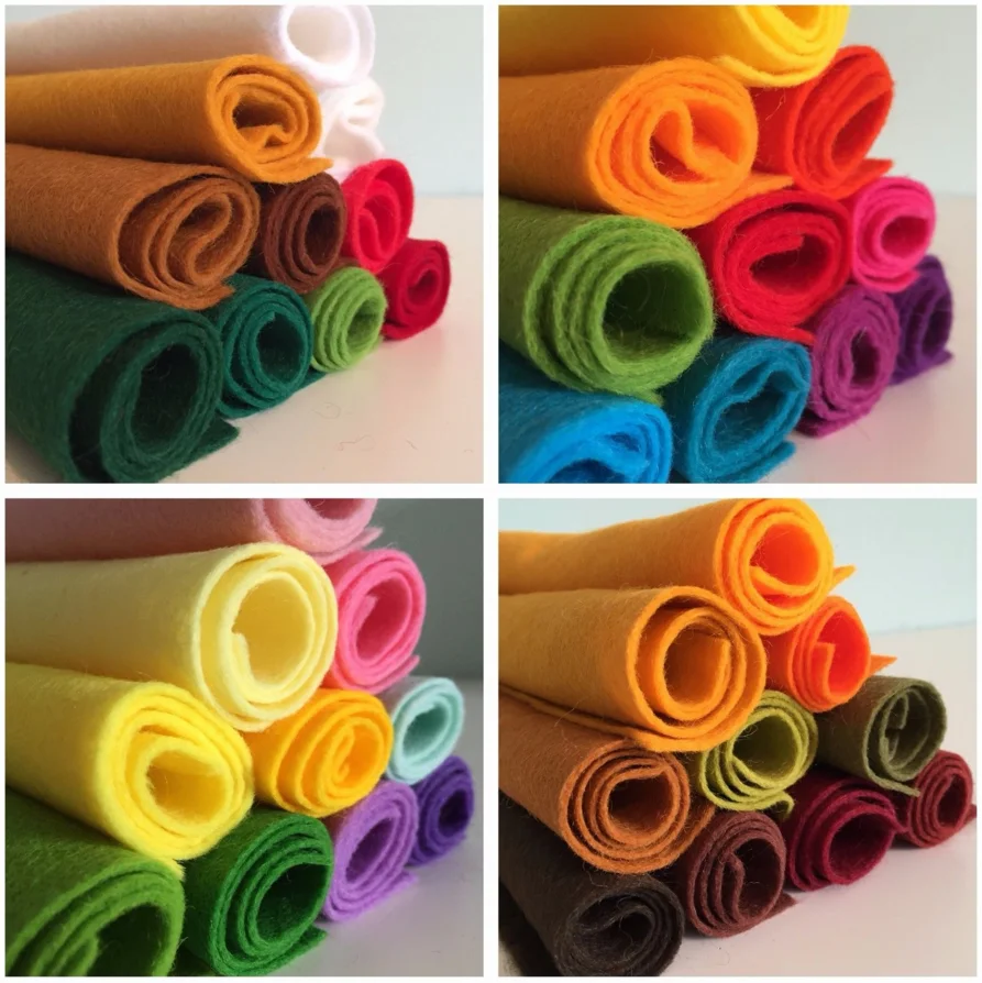 1.4mm Thick Acrylic Soft Felt Nonwoven Fabric Sheet Pack DIY Craft Patchwork Sewing Squares Assorted Colors for Hobby Crafter