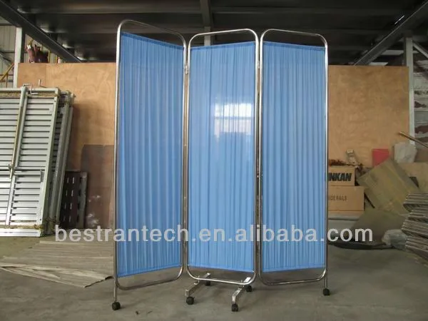 China BT-CP002 hospital furniture 3 folding bed screen, movable medical bed privacy screens price