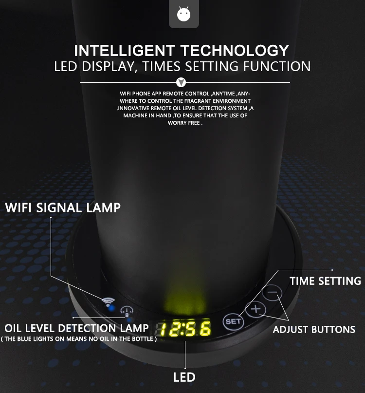 Commercial WIFI App Electric aroma diffuser No Water scent air diffuser with fragrance oil