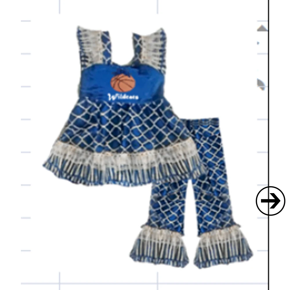 New style girls clothing set sleeveless basketball pattern top lace ruffle pants girls boutique girls outfits