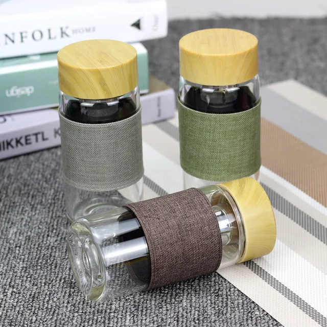 
wholesale high quality custom logo glass water bottle with cover 