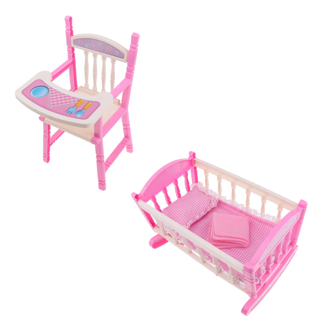 doll bed and highchair set