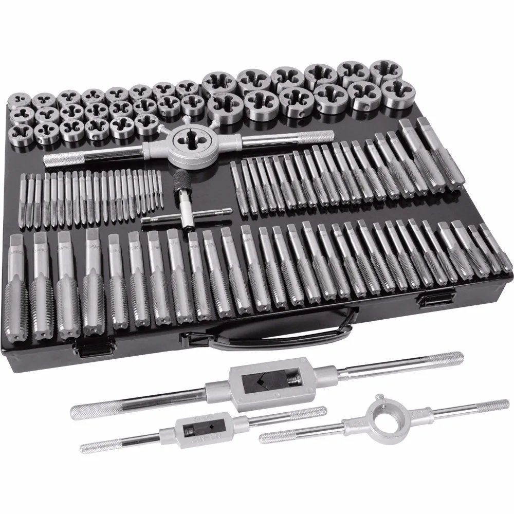 High quality 110 Pieces Big Metal Case Package Tool Kit Hand Threading Tools Tap and Die Set
