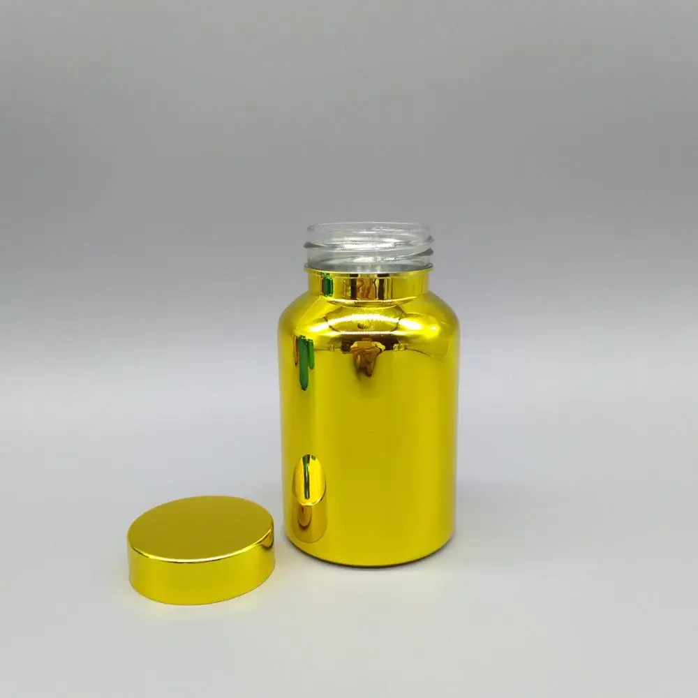 High-end custom-made 100ml 120ml 150ml Gold Plating PET Plastic Bottles Capsule Bottles Container Aluminum Bottle