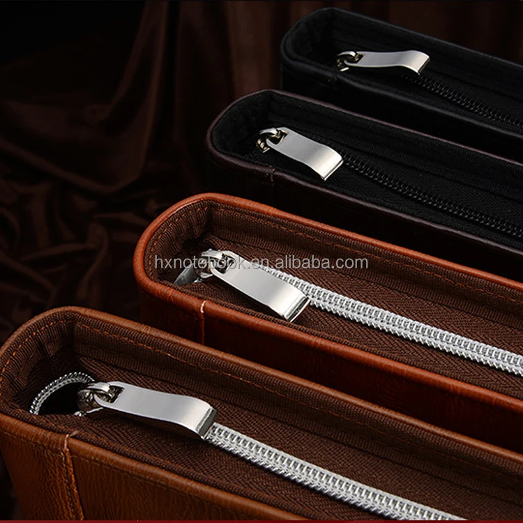 
New Style Multi A4 Zipper Portfolio Organizer pu leather Compendium With 4 Ring Binder file folder with LOGO embossed 