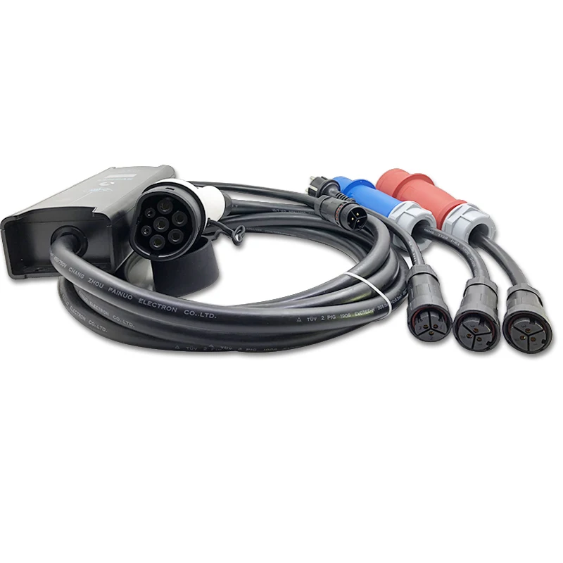 
240 в 6A 16A 20A 32A регулируемый уровень 2 EV зарядное устройство с адаптером для европейской вилки 