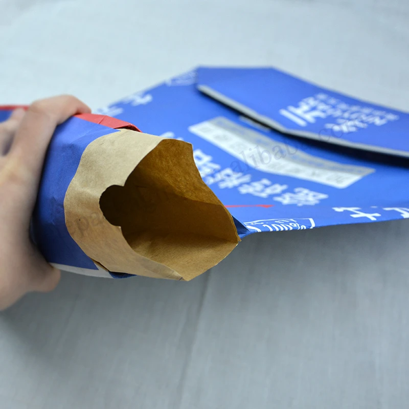 Empty multilayer kraft paper cement bag packing 20kg tile adhesive