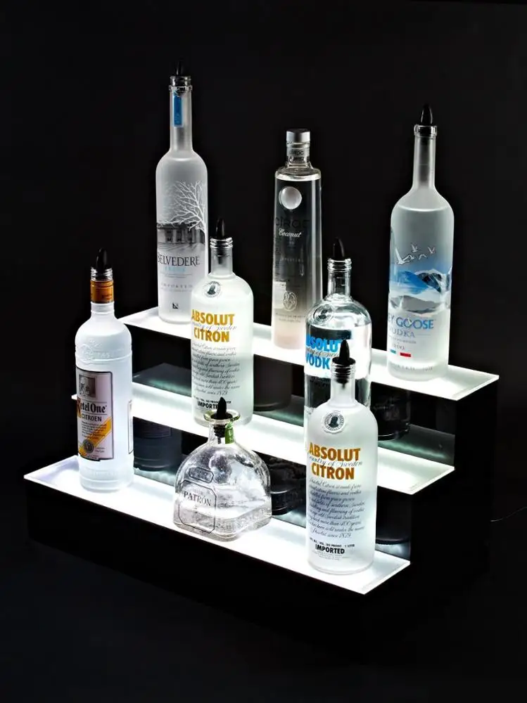 Acrylic NEW Wall Mounted  LED Lighted Liquor Shelf Bottle Display