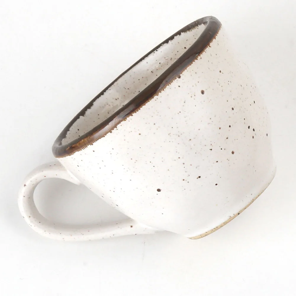 250ml 8.8oz Rustic Antique Old Retro Style Ceramic Stoneware Coffee Tea Cups and Saucers Sets