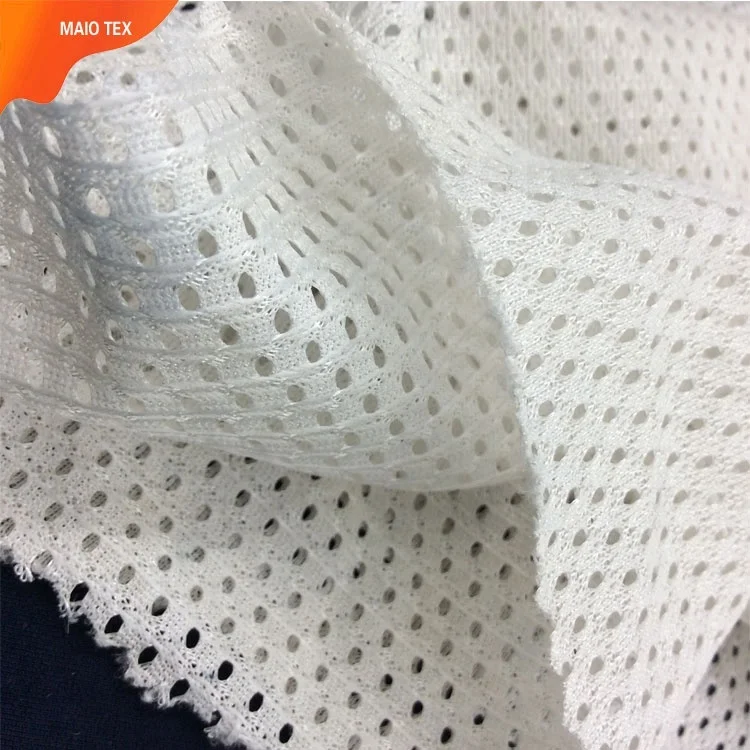 shaoxing textile 120gsm 75D tricot 100% polyester triangle mesh fabric for sportswear