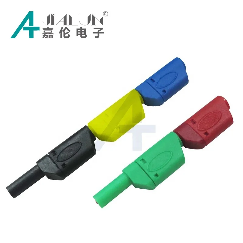 JIALUN 5PCS Stackable 4mm Male Banana Plug High Voltage Brass Banana Plug