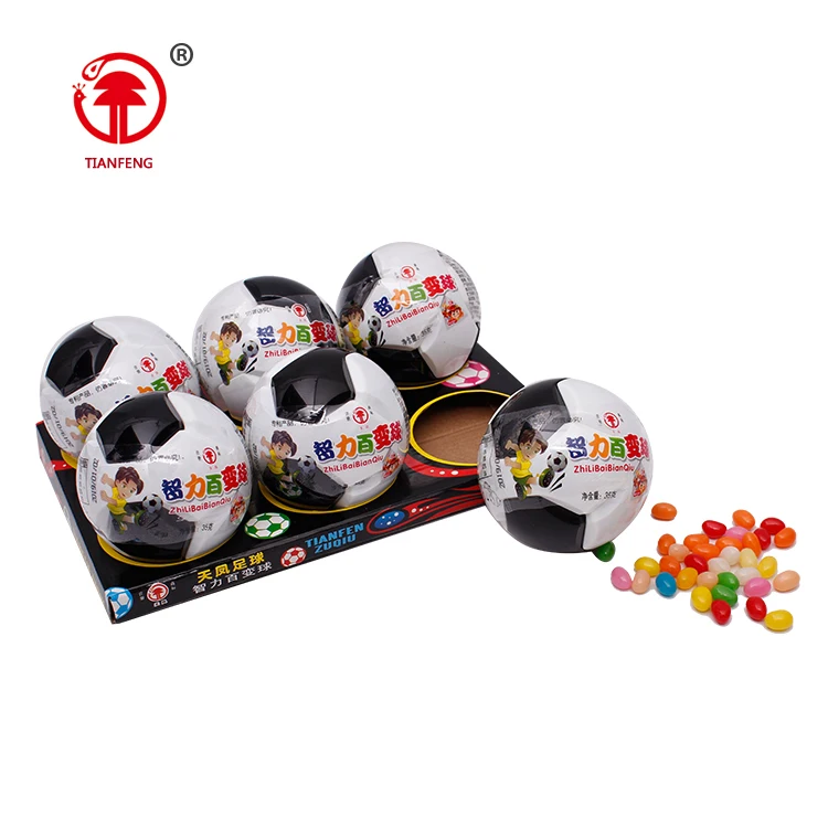 Fruity ball shaped candy yummy sweets halal candy jelly bean in toy candies ball football package