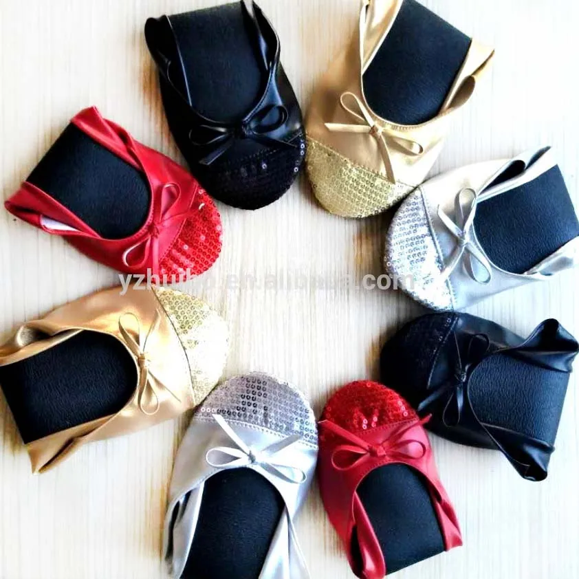 
Sequin shinny Foldable Bowed Ballet Flats with Bag 