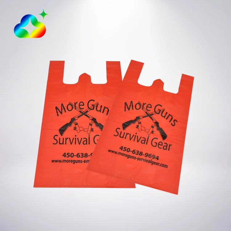 Personalized Custom Logo Printed 100% Eco-friendly Compostable Plastic T-shirt Packaging Bags With Carry Handle For Shopping