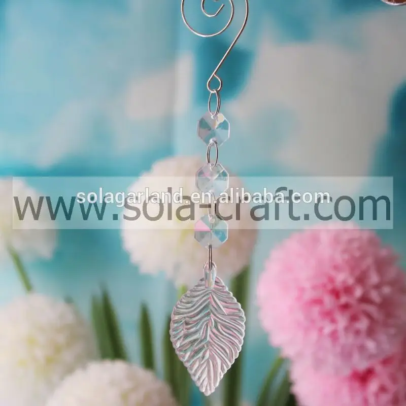 15.5 см прозрачная пластиковая кристалл восьмиугольник площадь цветок свадьба дерево бисероплетение призма цепочки